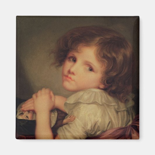 人形を持つ子供 マグネット (正面)