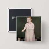 人形を持つ若い女の子、1838年 缶バッジ (正面&裏面)