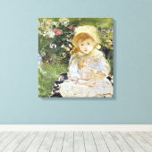 人形を持つ若い女の子(Berthe Morisot) キャンバスプリント (インサイチュ (ウッドフロア))