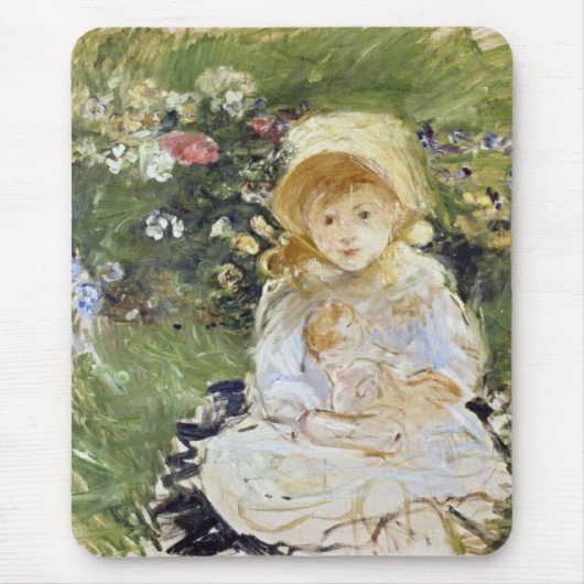 人形を持つ若い女の子(Berthe Morisot) マウスパッド (正面)
