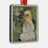 人形を持つ若い女の子(Berthe Morisot) メタルオーナメント (右)