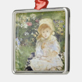 人形を持つ若い女の子(Berthe Morisot) メタルオーナメント (左)