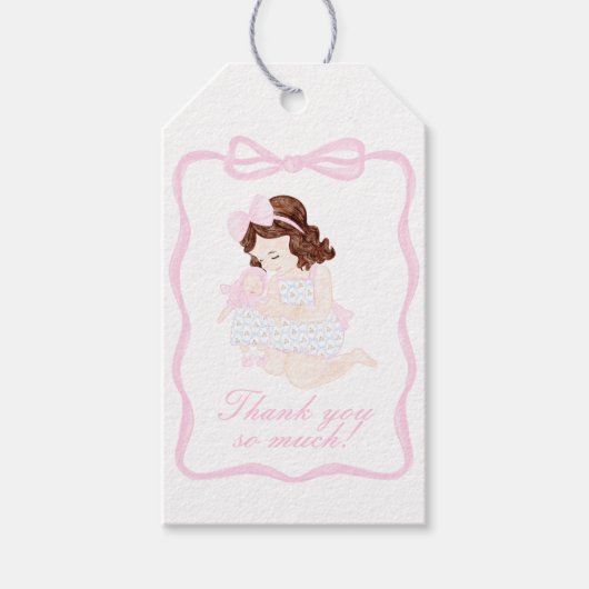 人形を誕生日す名門私立校風のる ギフトタグ (正面)