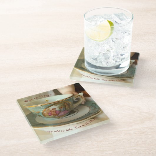 人形ガラスのコースター付きのお茶 ガラスコースター (アングル)