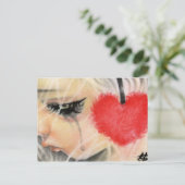 人形ハートヘッドフォンはがき ポストカード (スタンド正面)