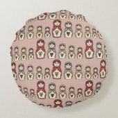 人形パーソナライズされたロシアのマトリヨスカクッション ラウンドクッション (裏面)