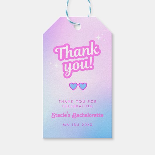 人形パーティーギフトラベル人形の誕生日パーティーピンクのお願い ギフトタグ (正面)