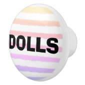 人形ピンクイエローパープルウォーター色ストライプ飾り セラミックノブ (右)