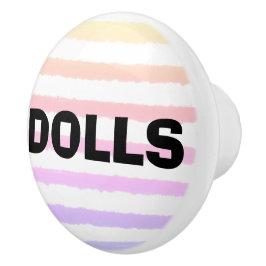 人形ピンクイエローパープルウォーター色ストライプ飾り セラミックノブ