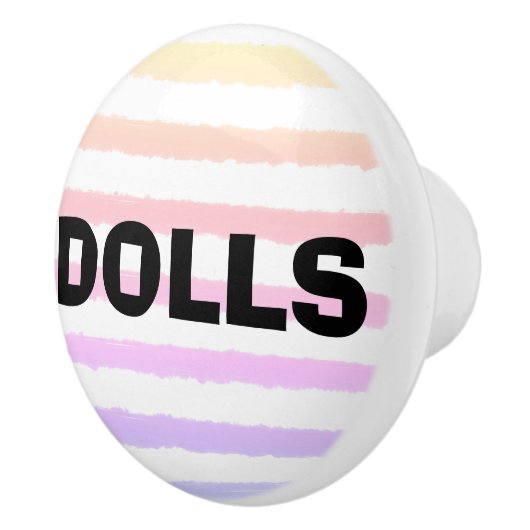 人形ピンクイエローパープルウォーター色ストライプ飾り セラミックノブ (右)