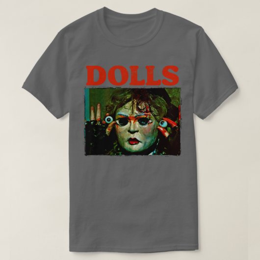 人形レトロ80年代カルトクラシックの恐怖 Tシャツ (デザイン正面)