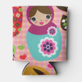 人形ロシアのイラストレーション背景 缶クーラー (正面)