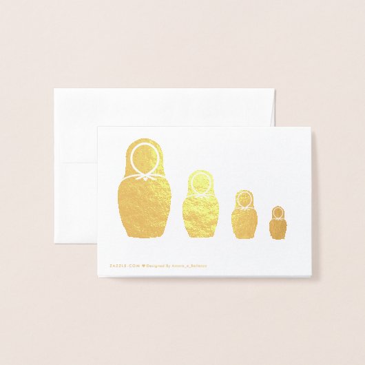 人形ロシアのマトリヨシュカありがとうござпасиり笑う 箔カード (裏面封筒付き)