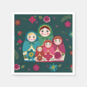 人形ロシアの スタンダードカクテルナプキン (正面)