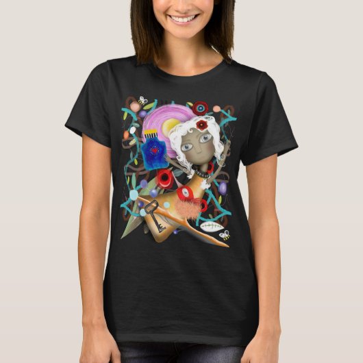人形ワンダーランドの葉の植物ボトルキー Tシャツ (正面)