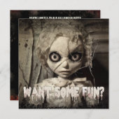 人形不気味幽霊のよく出る大人 招待状 (正面/裏面)