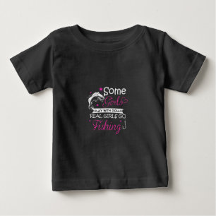 人形付遊きの少女実在の魚釣り ベビーTシャツ