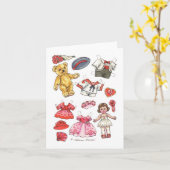 人形及びテディの空白のなメッセージカード カード (黄色い花)