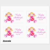 人形女の子らしアート子供の学校の本シール 長方形シール (シート)