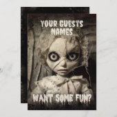 人形幽霊のよく出る不気味な大人ハローウィンパーティ 招待状 (正面/裏面)