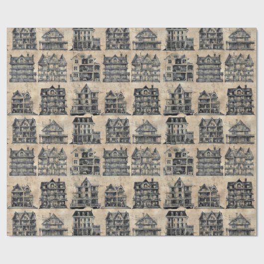 人形幽霊のよく出る家の青写真 ラッピングペーパー (フラット)