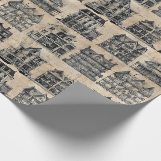 人形幽霊のよく出る家の青写真 ラッピングペーパー (角)