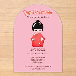 人形日本の誕生会 アクリル招待状