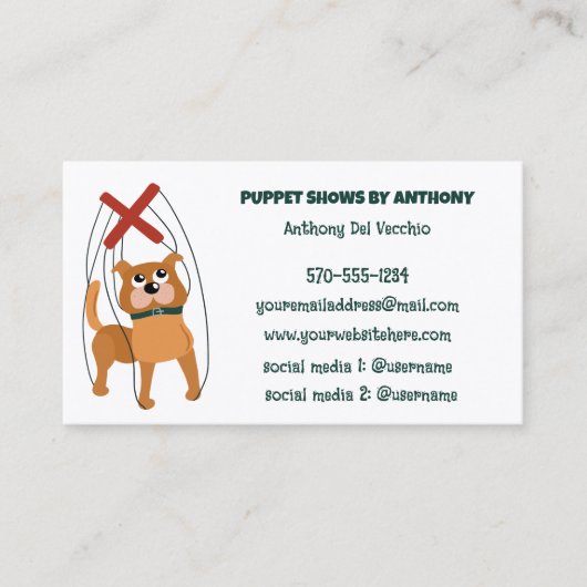 人形遣い人形劇マリオネット操り人形カスタムショー 名刺 (正面)
