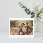 人形、睡眠の女の子を握るサンタ シーズンポストカード (スタンド正面)