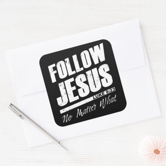 人後を追のキリスト教の信仰に関わらずイエス スクエアシール (封筒)