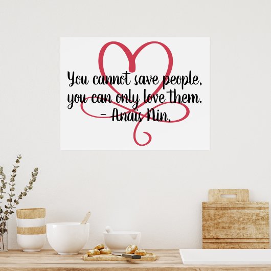 人救間引用文Anais Ninとハート ポスター (キッチン)