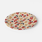 人日本の形 – こけしと招き猫 ペーパープレート (アングル)