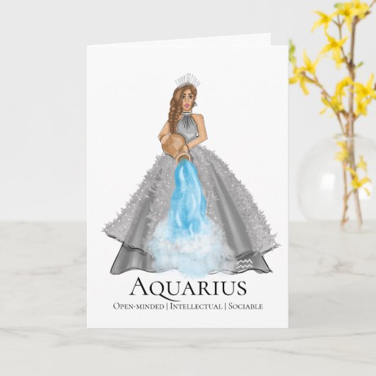 人格形質を持つアクエリアス女神誕生日 カード (黄色い花)