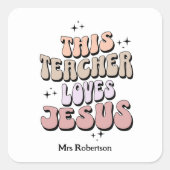 人格的信仰レトロ先生感謝 スクエアシール (正面)