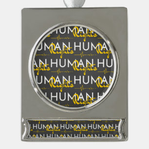 人権への生命線 シルバープレートバナーオーナメント