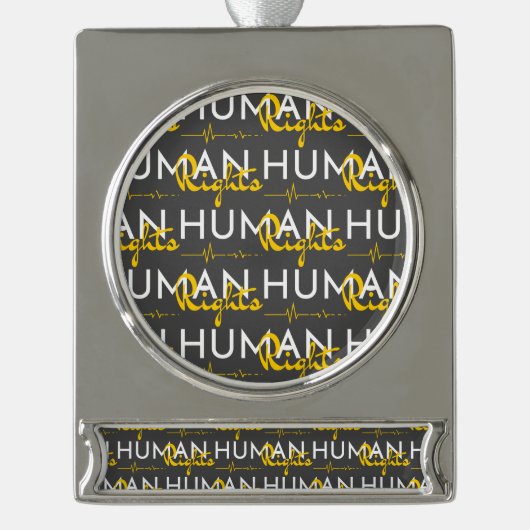 人権への生命線 シルバープレートバナーオーナメント (正面)