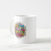 人権を愛するフラワーデザイン コーヒーマグカップ (正面左)