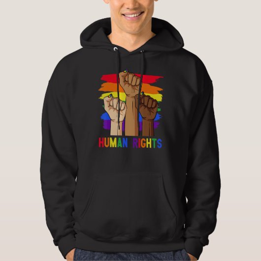 人権パワー拳Lgbtプライドゲイレズビアントラ パーカ (正面)
