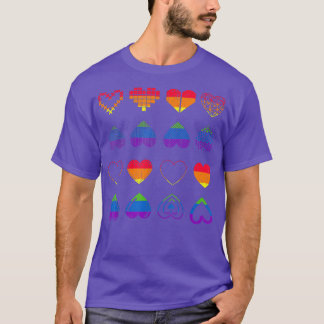 人権LGBTQレインボーフラッグハートゲイプライドM Tシャツ