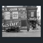 人民酒店1938年。ヴィンテージ写真 ポスター<br><div class="desc">ウイスキーやビールの広告が並ぶ酒屋。オマハ、ネブラスカ。1938.</div>