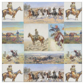 人気があるなカウボーイの西部の芸術 ファブリック (クローズアップ)