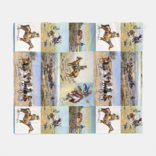 人気があるなカウボーイの西部の芸術 フリースブランケット (正面(横))