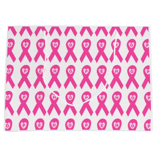 人気があるな乳癌の認識度のピンクのリボンの希望 ラージペーパーバッグ (正面)