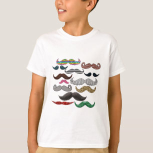 人気があるな髭のコラージュの髭は色の文字を加えます Tシャツ