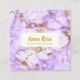 人気があるな*~*のシックでガーリーな金ゴールドの紫色の大理石の化粧 スクエア名刺