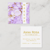 人気があるな*~*のシックな金ゴールドのガーリーな紫色の大理石の化粧 スクエア名刺 (正面/裏面)