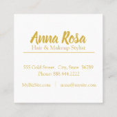 人気があるな*~*のシックな金ゴールドの紫色の大理石のガーリーな化粧 スクエア名刺 (裏面)