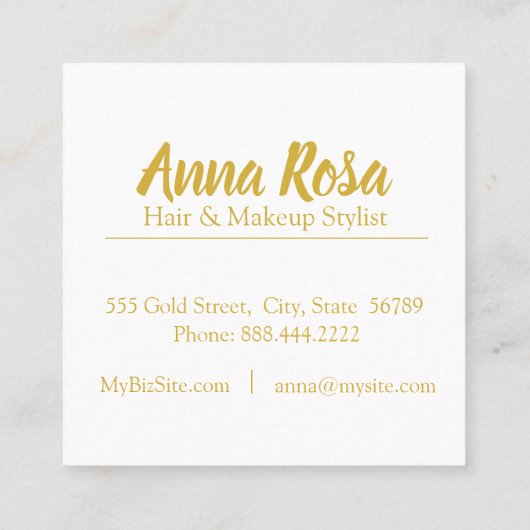人気があるな*~*のシックな金ゴールドの紫色の大理石のガーリーな化粧 スクエア名刺 (裏面)