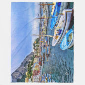 人気があるなCapriイタリア旅行写真撮影のボート フリースブランケット (正面)