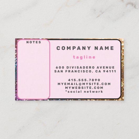 人気があるグリッター光ホログラフィックコレクション 名刺 (裏面)